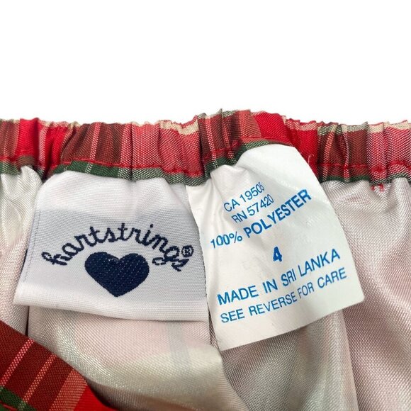 Hartstrings Christmas Skirt Girls Size 4 Red Green Holiday Plaid Full Taffeta - Picture 6 of 6